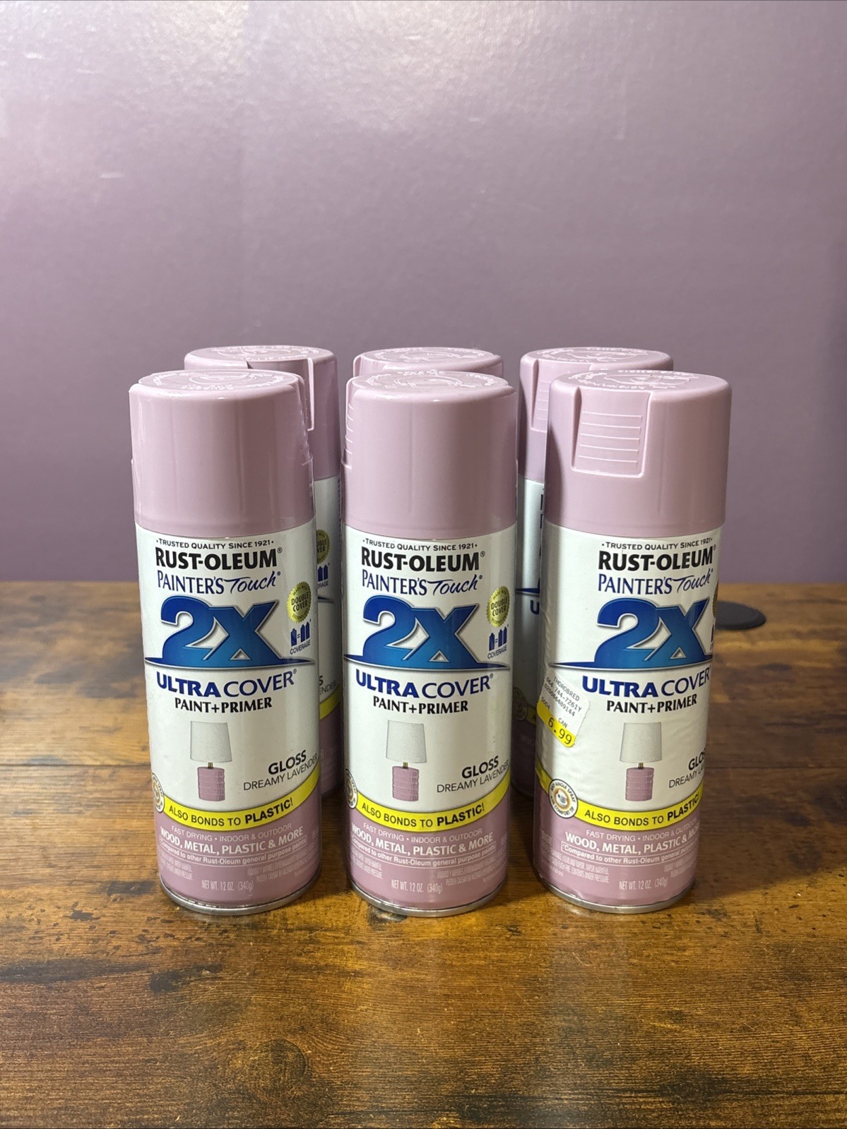 RUSTOLEUM 366991 ULTRA COVER 2X GLOSS DREAMY LAVENDER SPRAY PAINT Lot Of 6 Cans