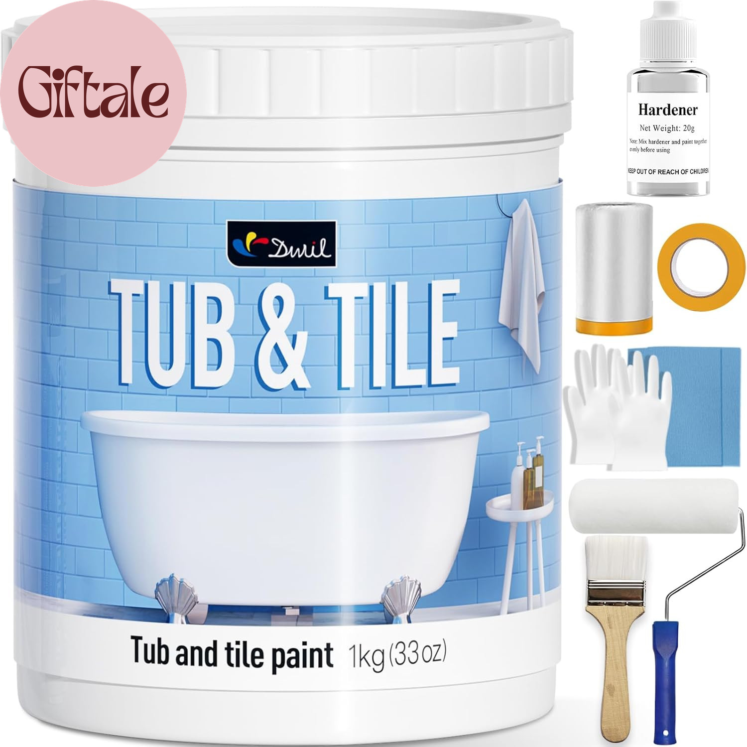 Tub and Tile Refinishing Kit, Quick-Dry Tile Paint for Wall & Floor, Sink Bathtu