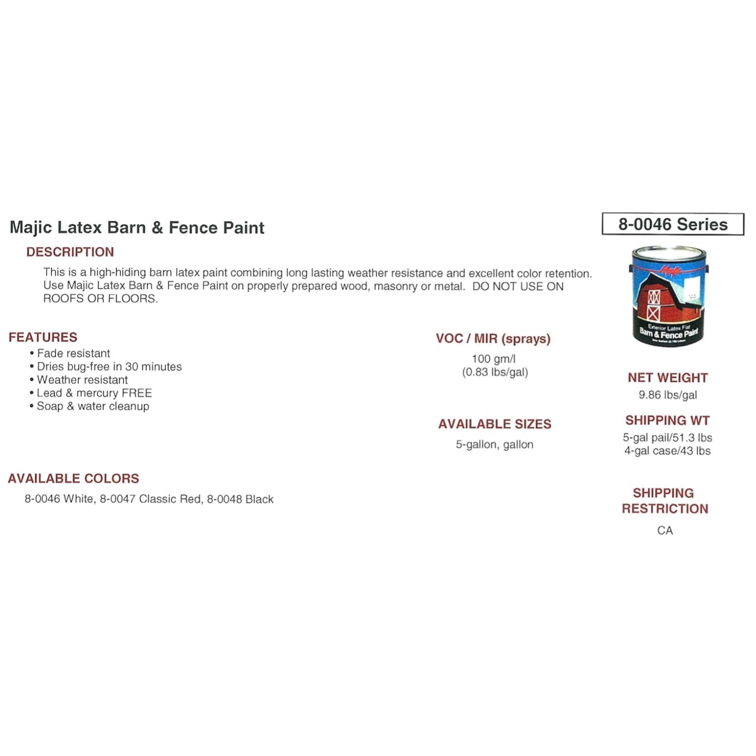 White Fence & Barn Paint, Fade-Resistant