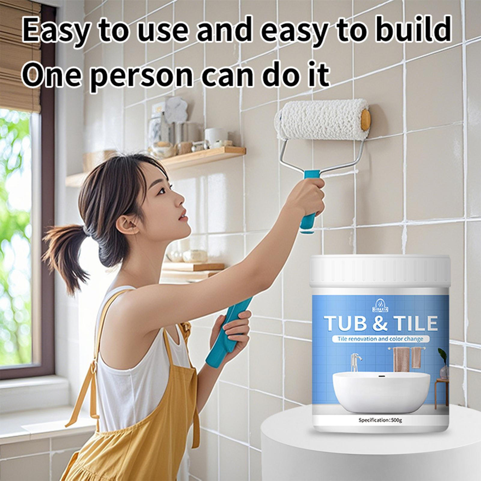 500g Multipurpose Bathroom Tile Paint Kit Water Based Quick-Dry Bath Refinishing