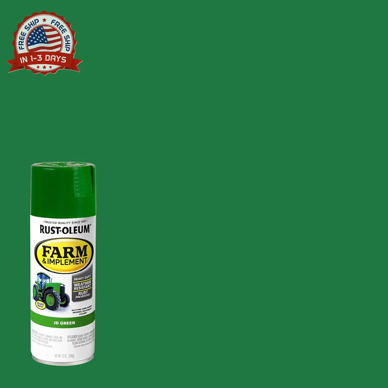 Rust-Oleum 280124 Farm & Implement Spray Paint, 12 oz, JD Green