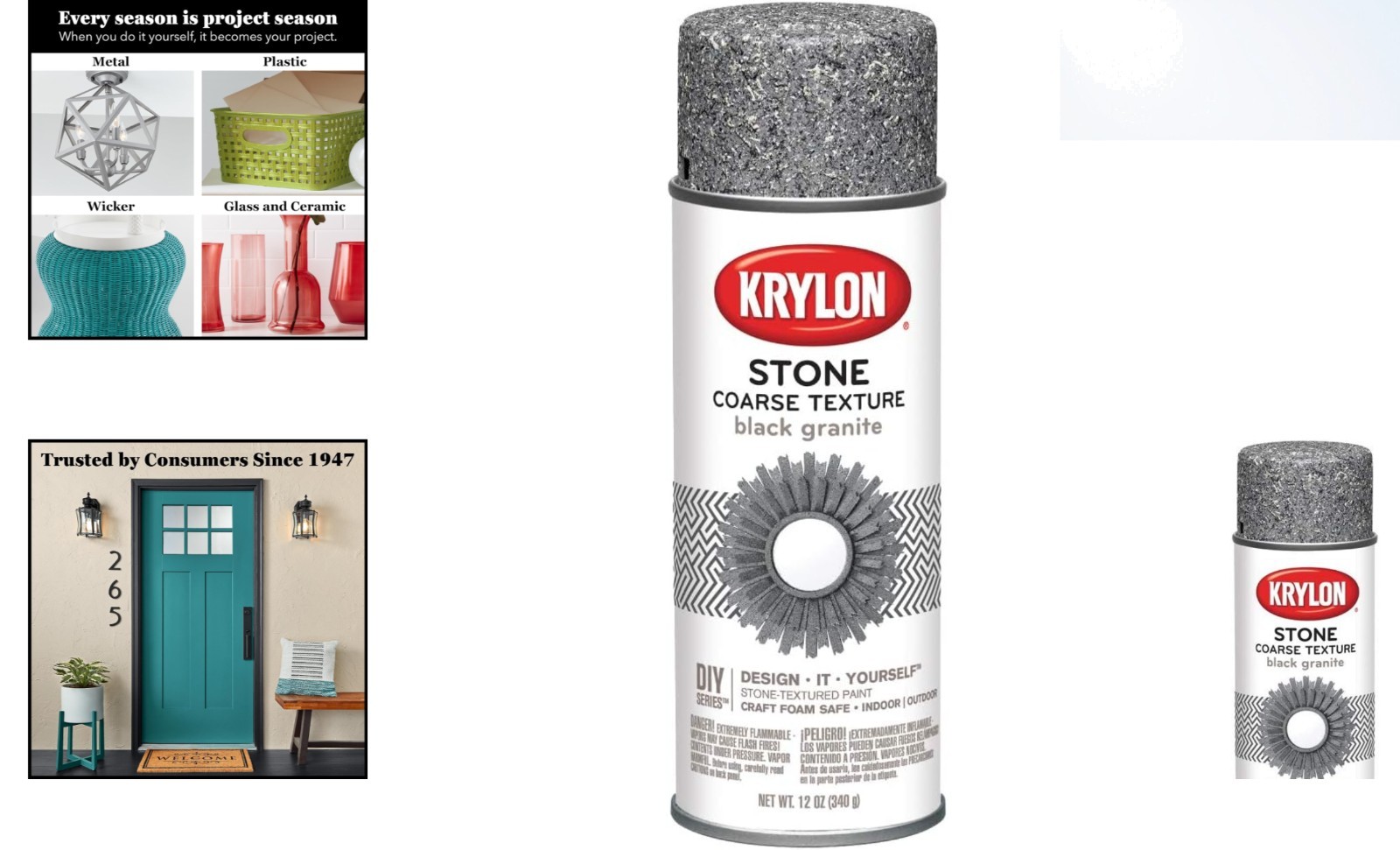 Transform Your Decor with 12oz Coarse Stone Texture Spray Paint – Black Granite