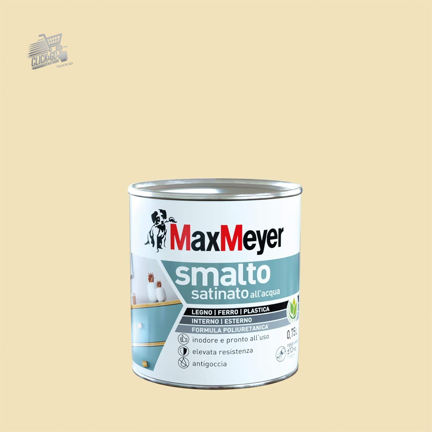 Cream White Satin Polyurethane Water Enamel 0.75L