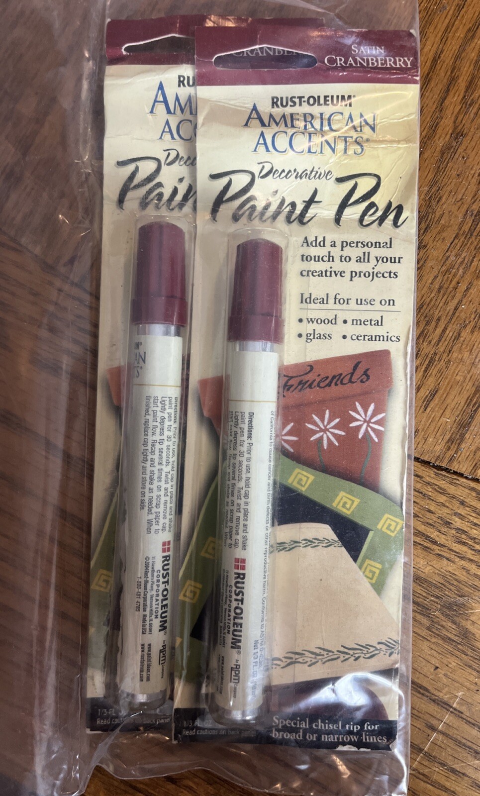 (2) Rust-Oleum 222646 American Accents Satin Cranberry Decorative Paint Pen,