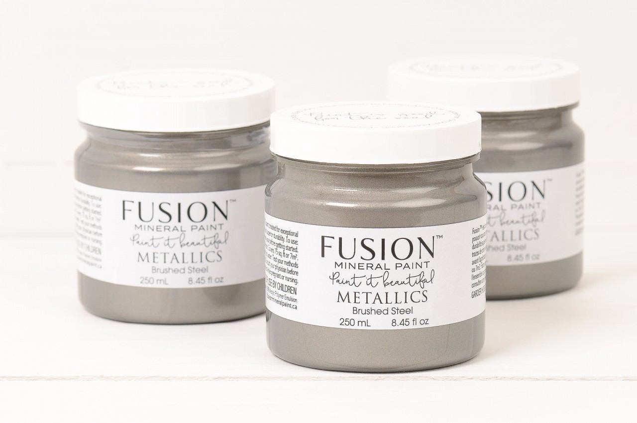 Fusion Mineral Paint Metallics Metallic Brushed Steel 250 ml 8.45 fl Oz NEW