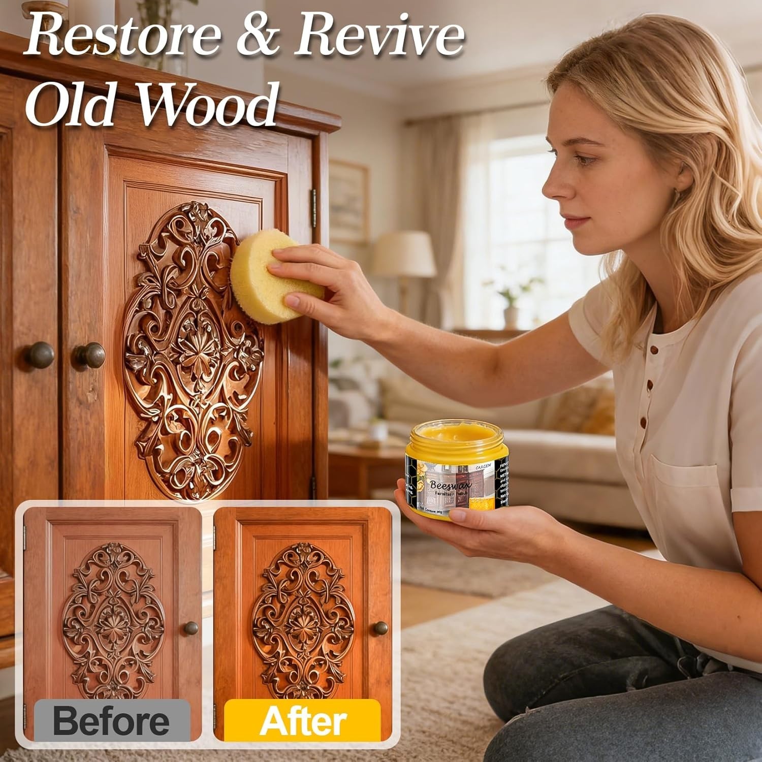 Beeswax Furniture Polish, Wood Seasoning Beeswax for Furniture Wood Wax for D…