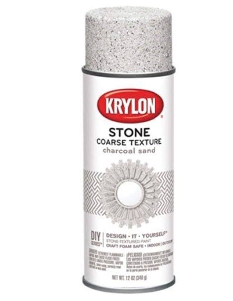 Krylon K18202 Coarse Stone Texture Finish Spray Paint, Charcoal Sand, 12 Ounce