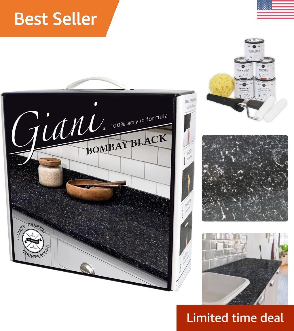 Acrylic Countertop Paint Kit – Bombay Black – Gloss Finish – 9 Piece Set