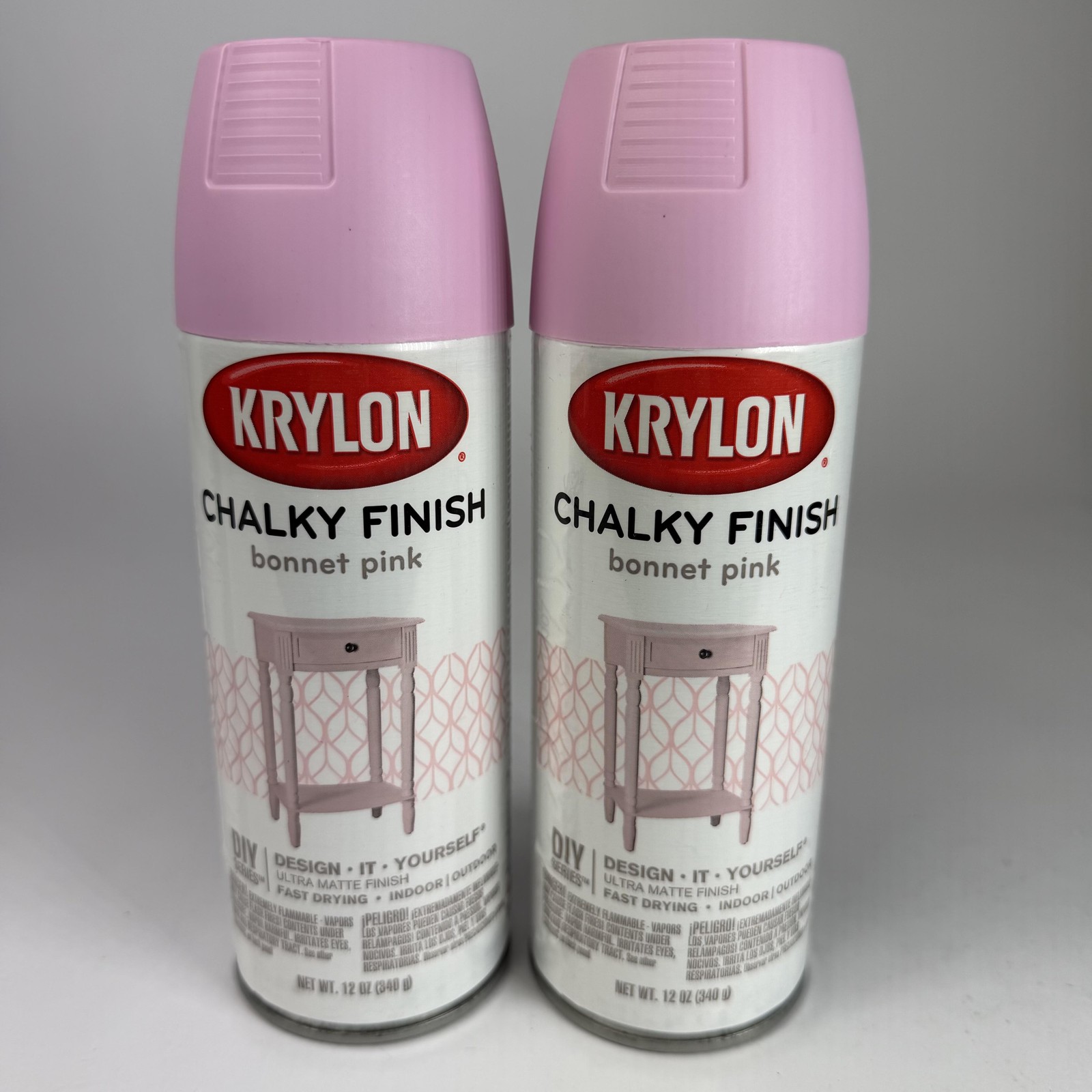 Krylon Chalky Finish Furniture Spray Paint Bonnet Pink 12 Oz Indoor Outdoor 2pk