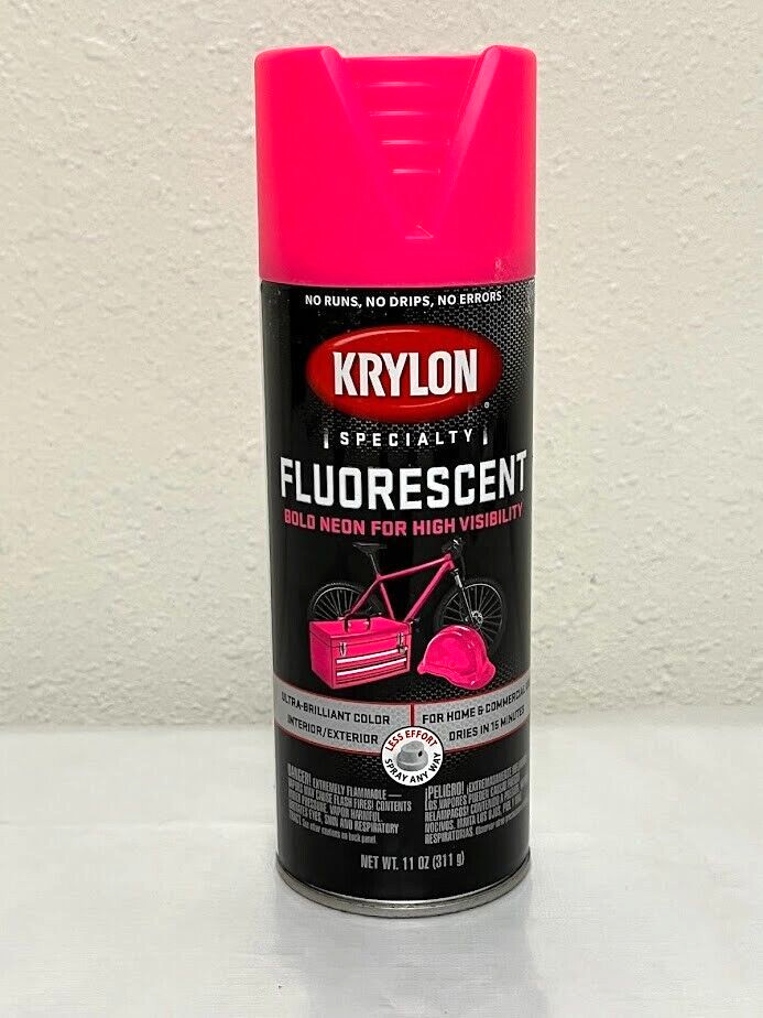 Krylon Fluorescent ~ Cerise ~ Spray Paint 11 oz Neon Pink High Visibility 3105