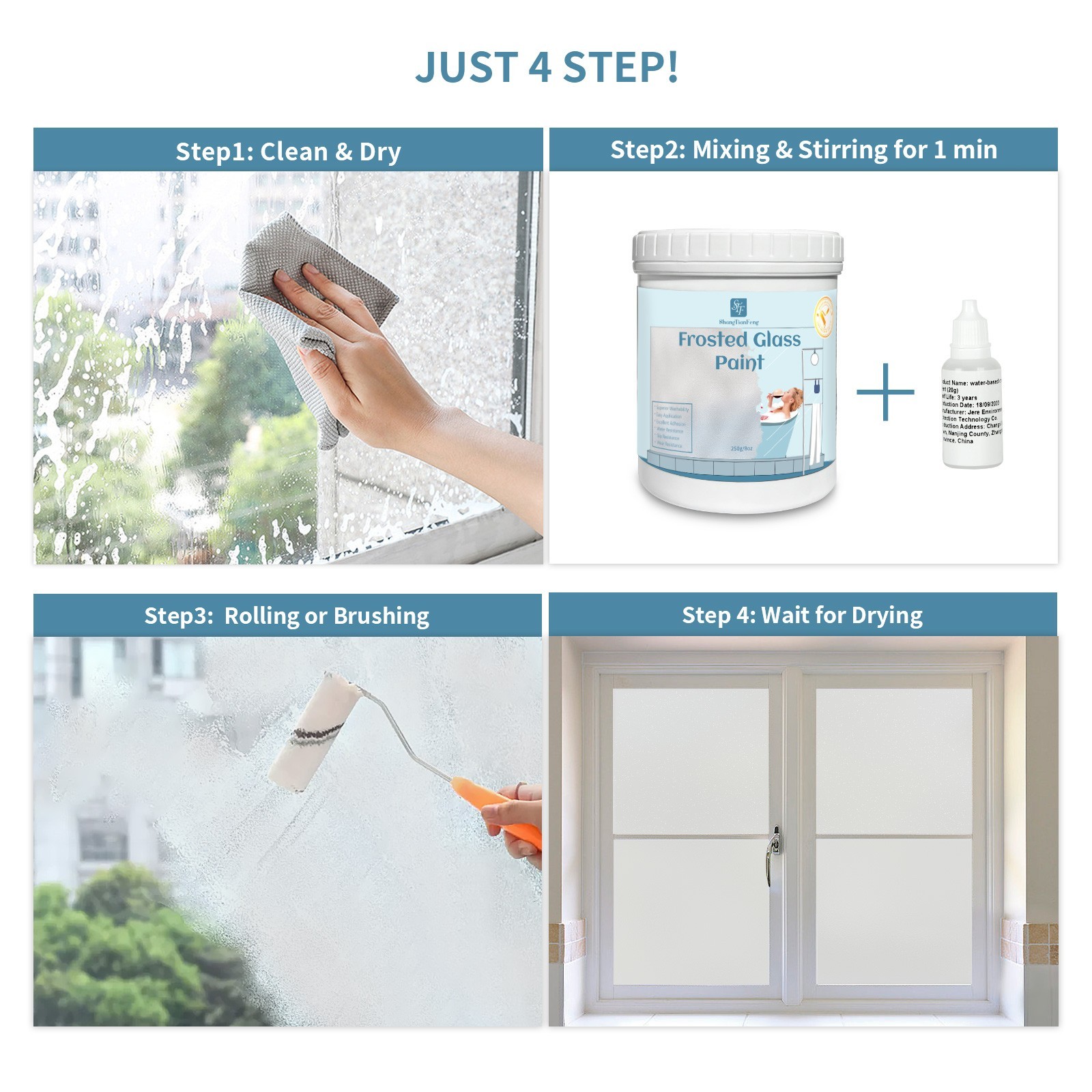 Frosted Glass Paint for Window-Window Privacy Paint, Waterproof UV Resistant16oz