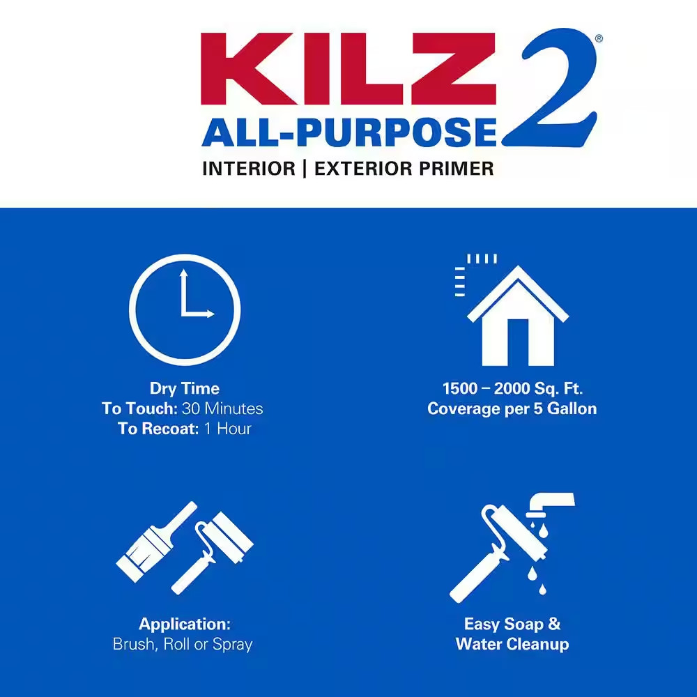 ALL PURPOSE 5 Gal. White Interior/Exterior Multi-Surface Primer, Sealer, and Sta