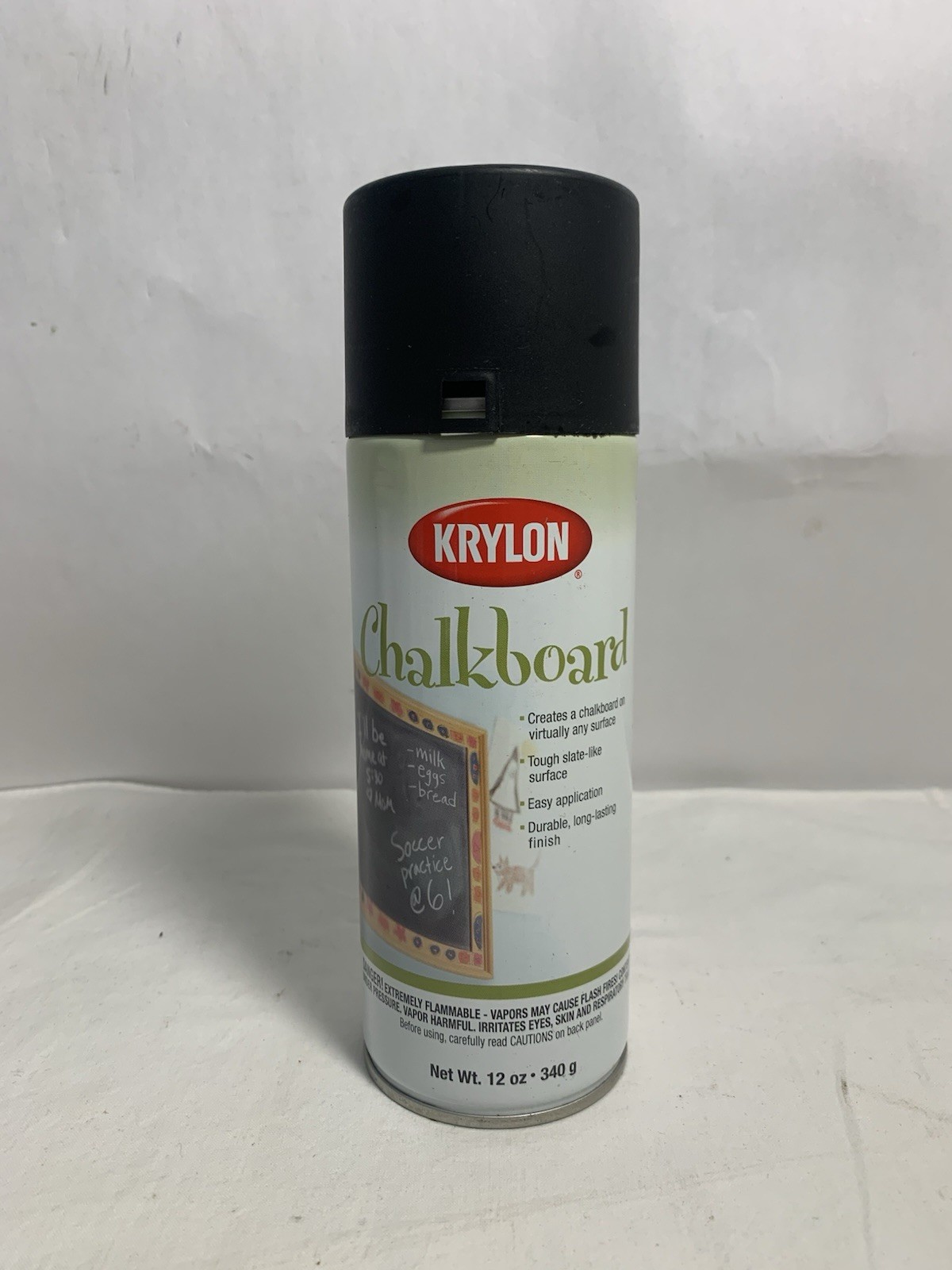 Krylon Black 807 Chalkboard Aerosol Spray Paint 12oz 2003 NOS