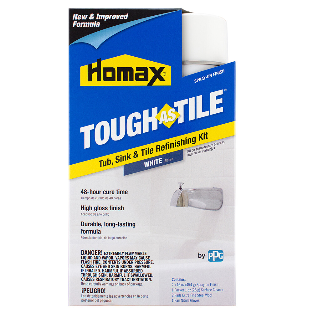 NEW HOMAX 3157 TOUGH AS TILE TUB & TILE EPOXY PAINT SPRAY ON FINISH KIT WHITE