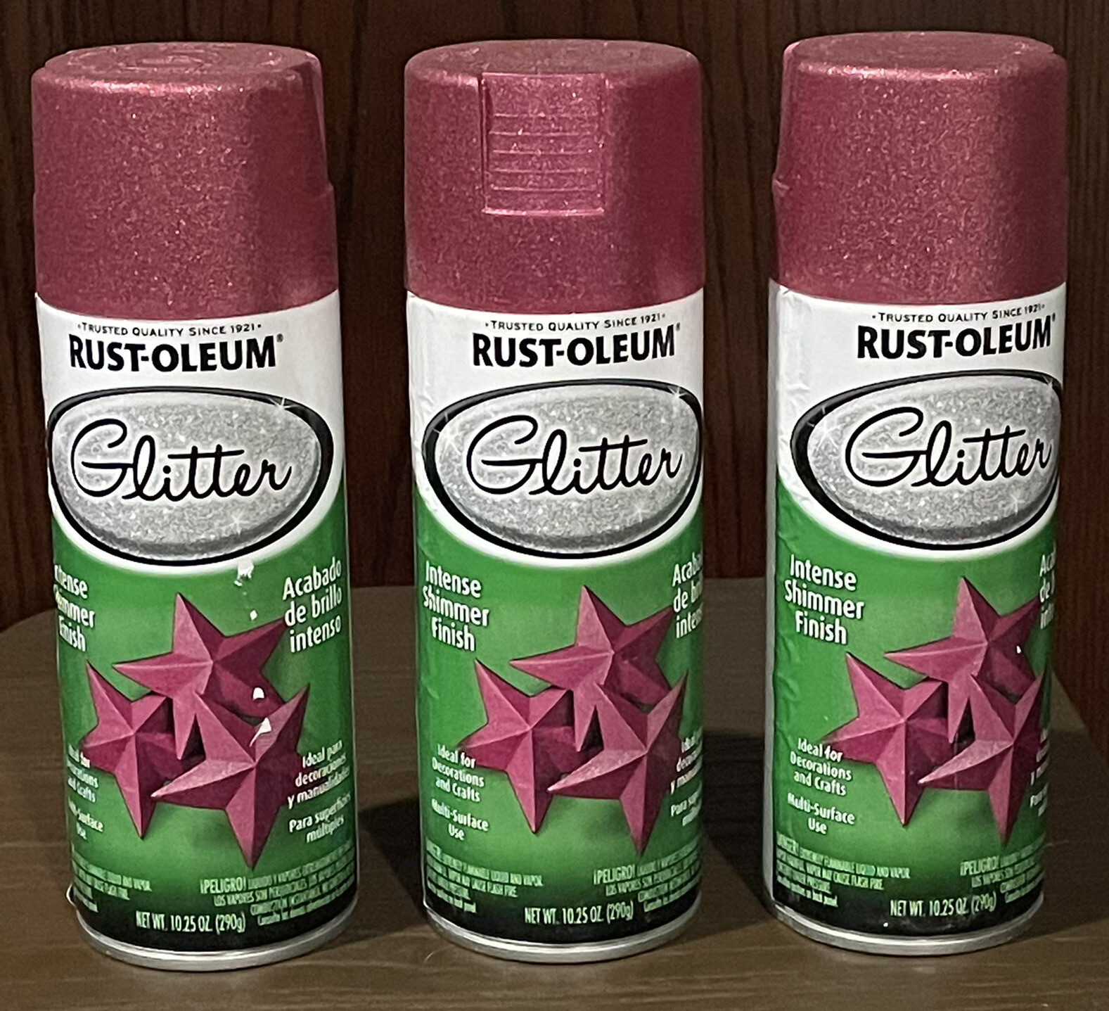 276287 Rustoleum Glitter Spray Paint Bright Pink 10.25-oz. Lot Of 3 Cans