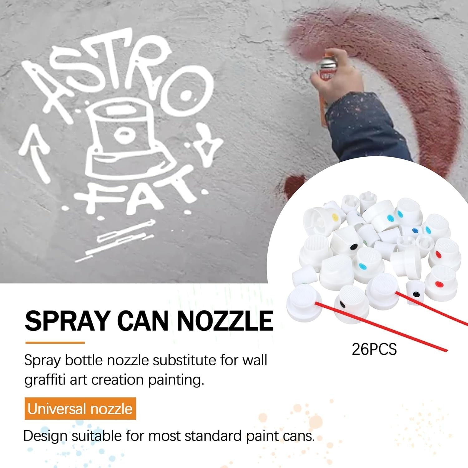 Universal Spray Paint Caps for Female Cans – Spray Can Nozzle – 26 Pack, Plastic
