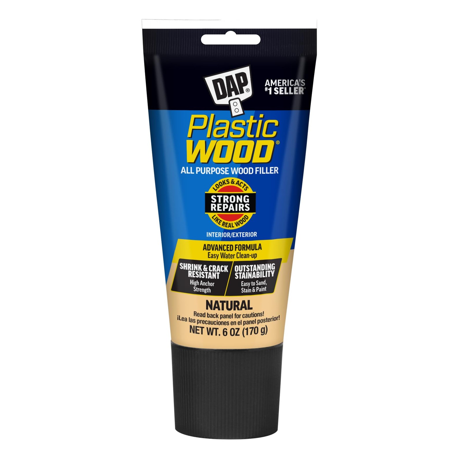 DAP Plastic Wood All Purpose Latex Filler, Natural, 6 Oz 6 Oz, Natural