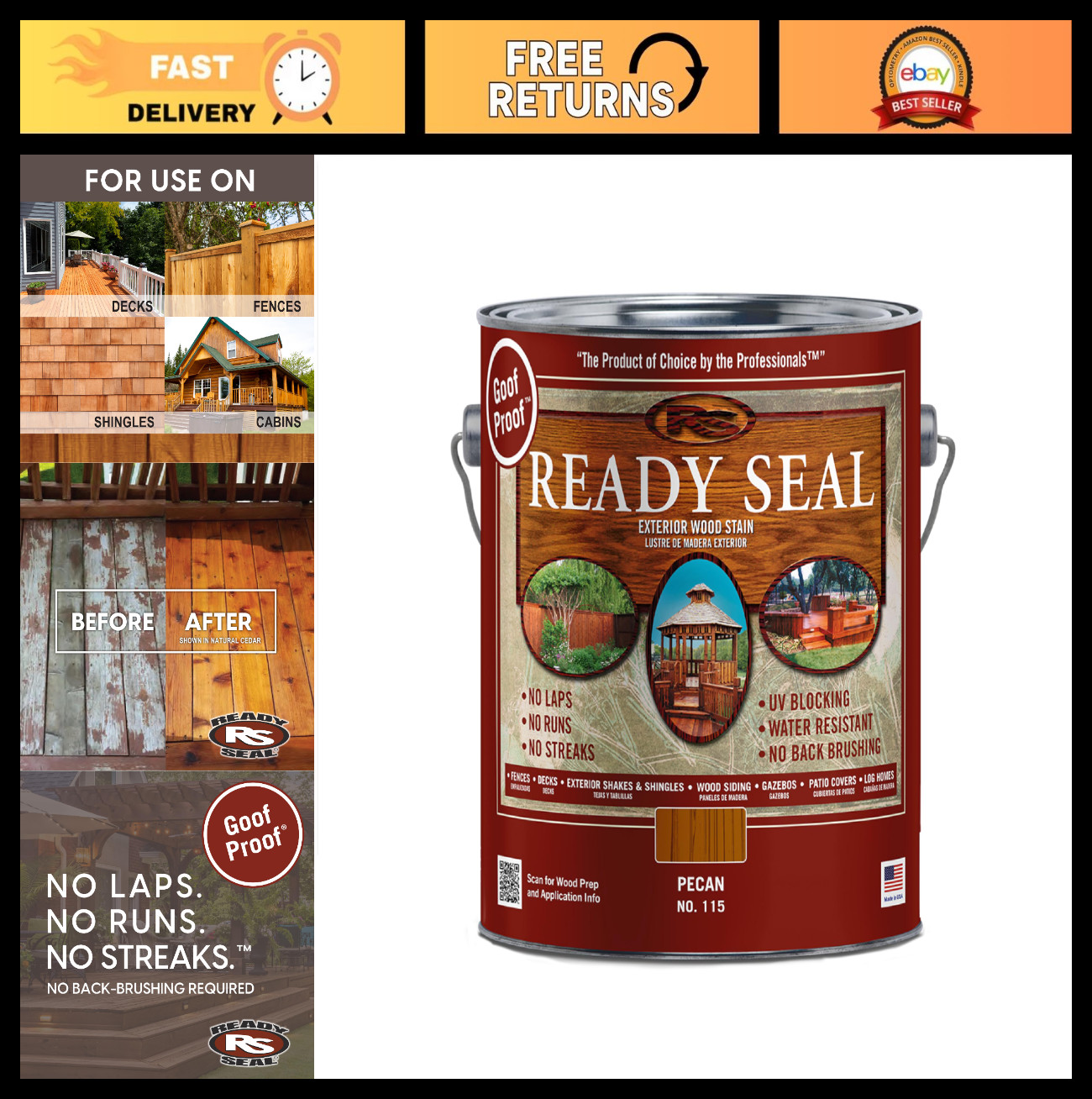 Semi-Transparent Oil-Based Wood Stain & Sealer | Professional Grade for Decks, F