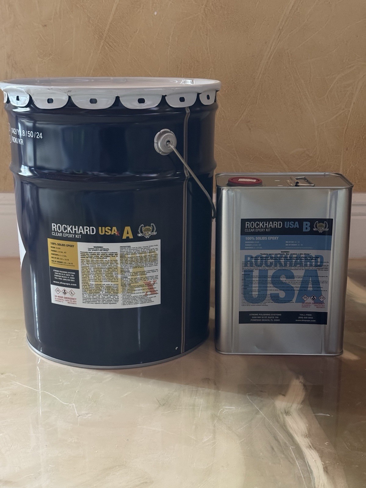 Rockhard USA Clear Epoxy Kit 100% Solids Resin 2.8 Gal (A+B) USA B