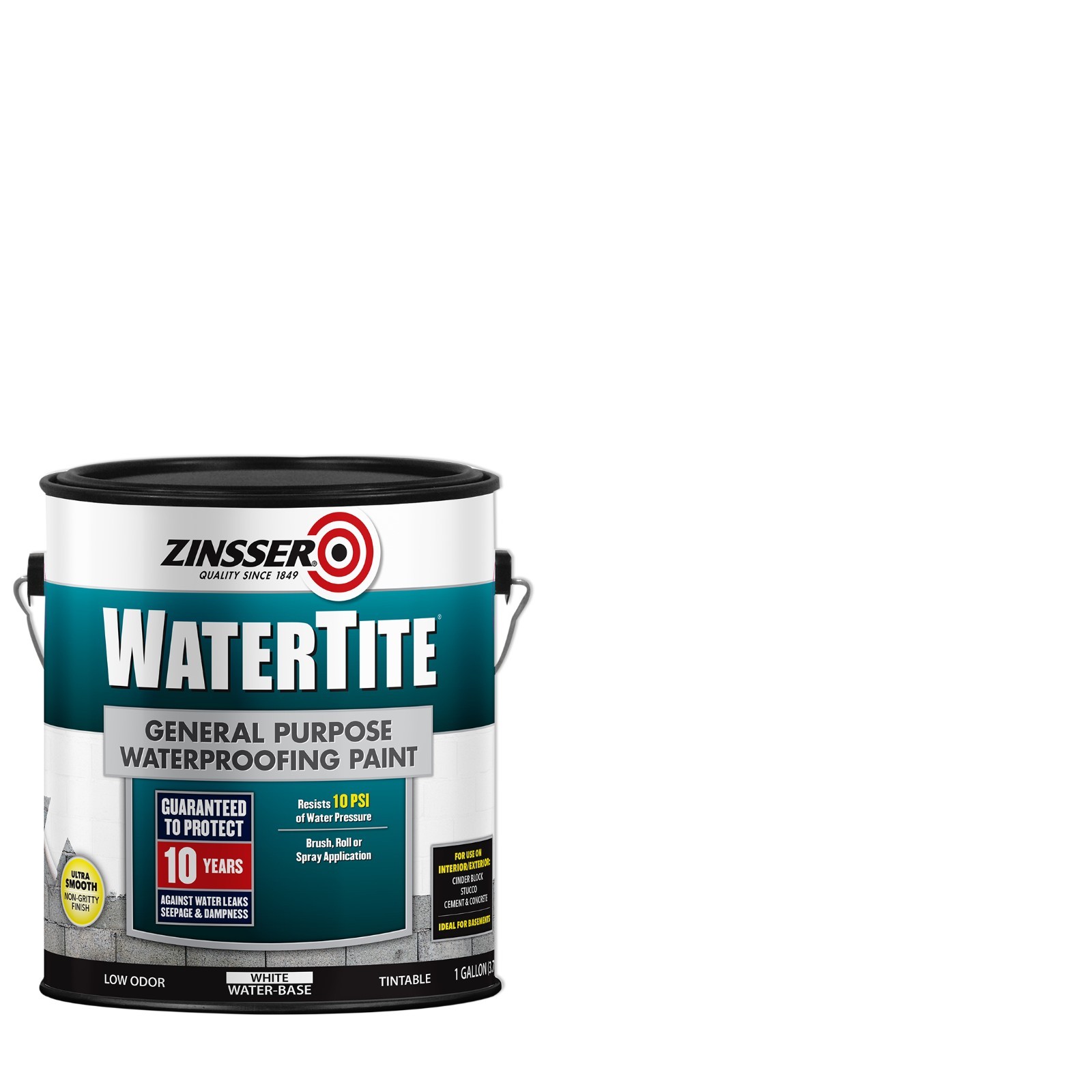 Zinsser WaterTite White Matte Waterproofing Paint 369381, 1 Gallon