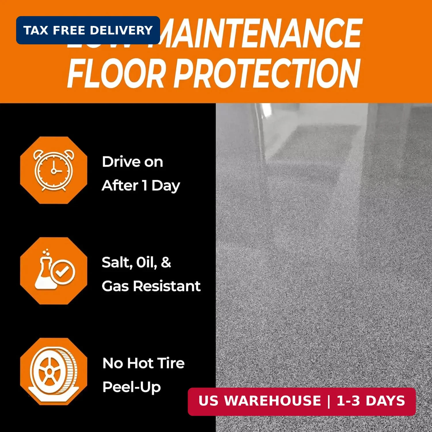 Epoxy Colored Sand Floor Paint, Marble Gray, 1 Gallon | Covers 35Sq Ft, Self-Lev