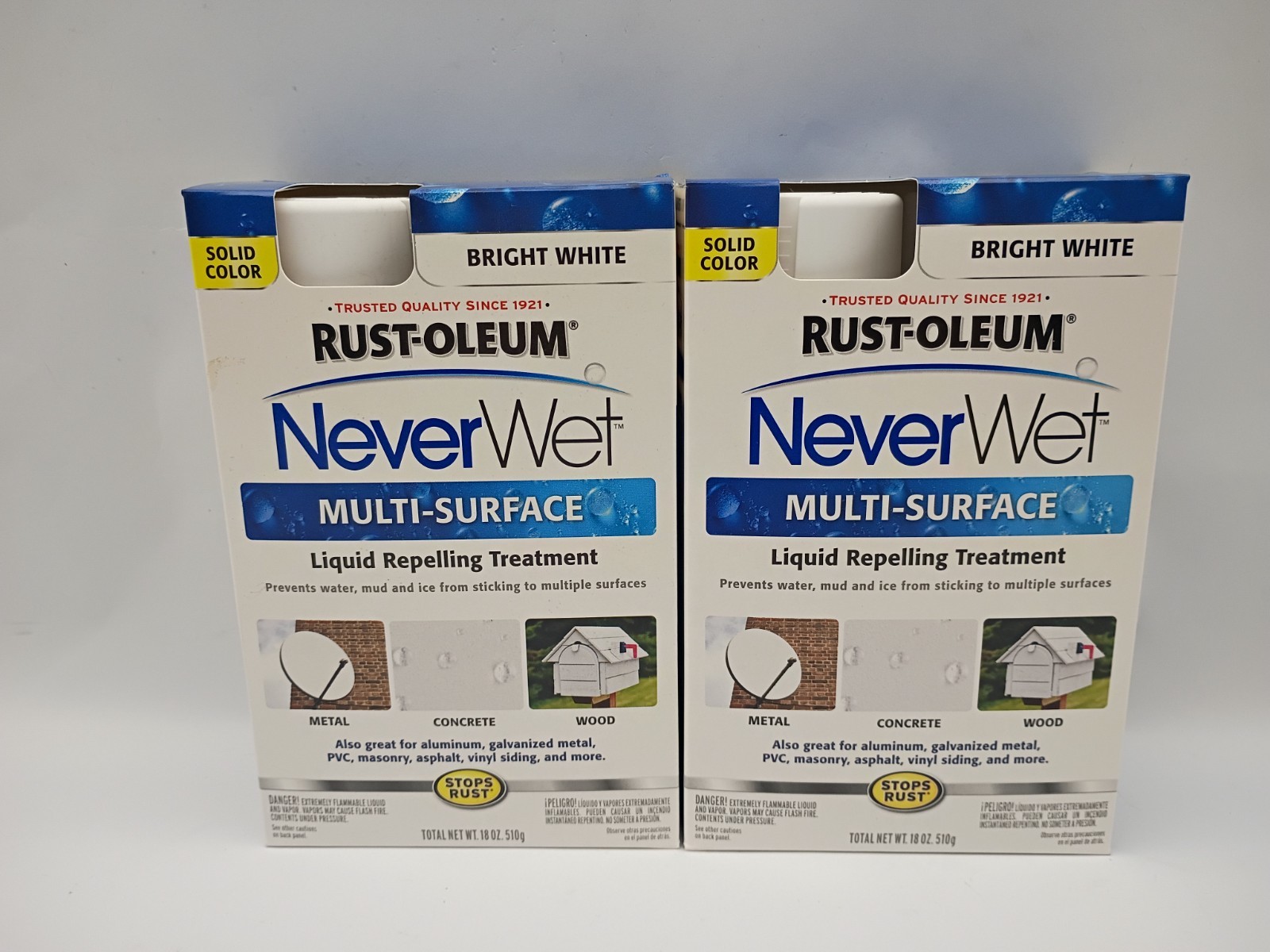 2 Kits Rust-Oleum Neverwet Bright White Moisture Repelling Treatment Metal 18oz