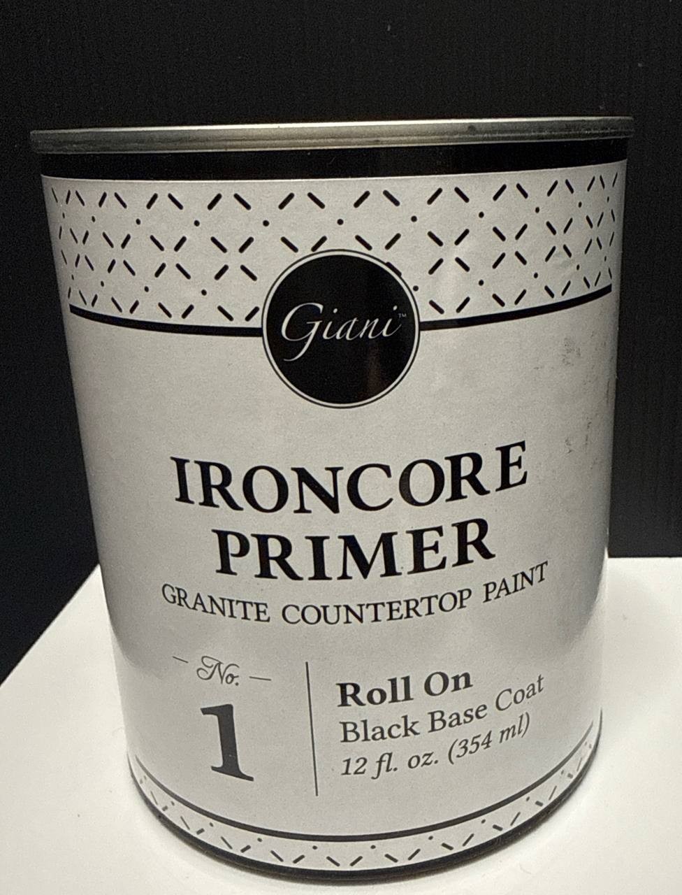 Giani Ironcore Primer Granite Countertop Paint Roll On Black Base 12 oz 0526-05