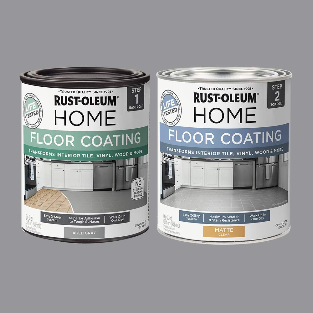 Rust-Oleum 367592 Home Interior Floor Coating 32 Fl Oz (Pack of 2), Aged Gray
