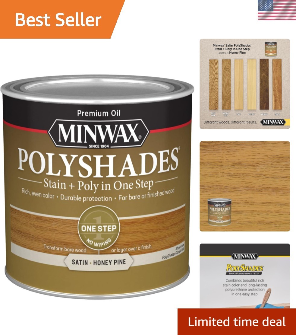 8oz PolyShades Wood Stain + Satin Polyurethane in Honey Pine – Easy Application