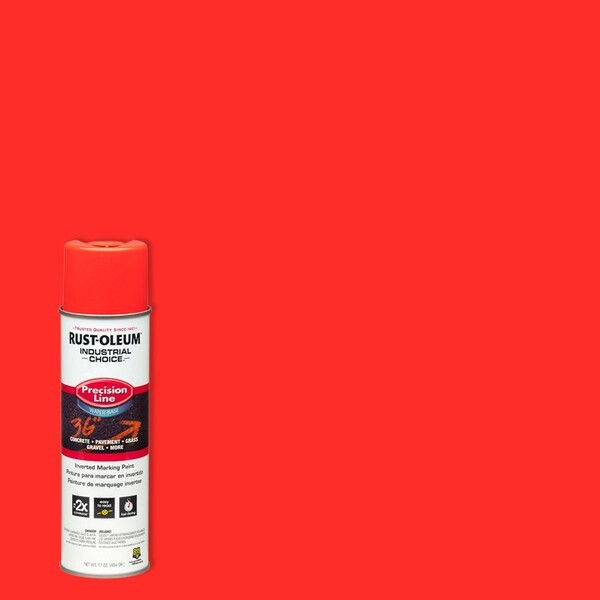 Rust-Oleum 203037 Precision Line Marking Paint, 20 Oz, Fluorescent Red/Orange,