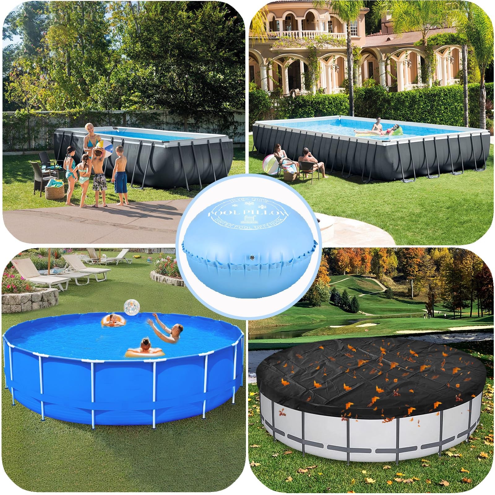 Pool Pillows for Above Ground Pools, Ultra Thick & Durable 4 X 4 Feet, Blue