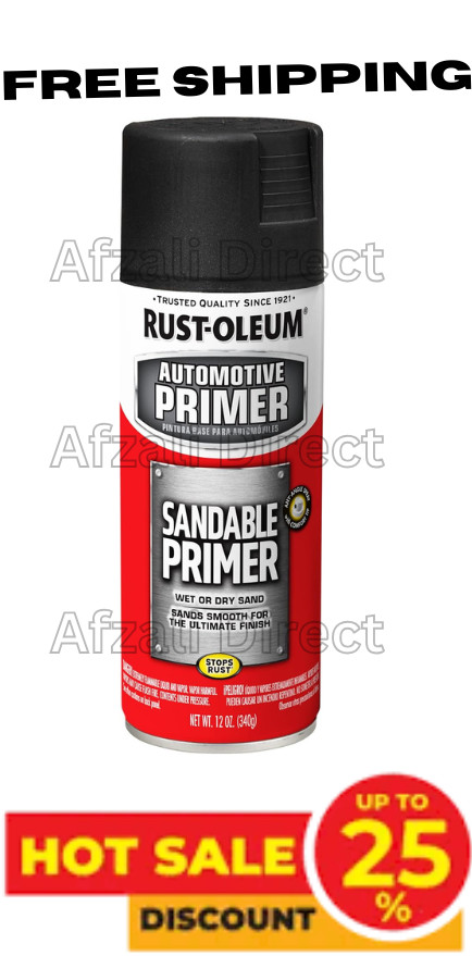Rust-Oleum 249418 Automotive Sandable Primer Spray, 12 oz, Black