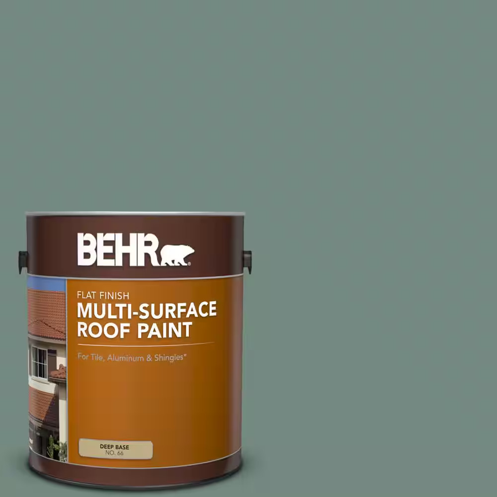 1 Gal. #MS-61 Frosted Green Flat Multi-Surface Exterior Roof Paint