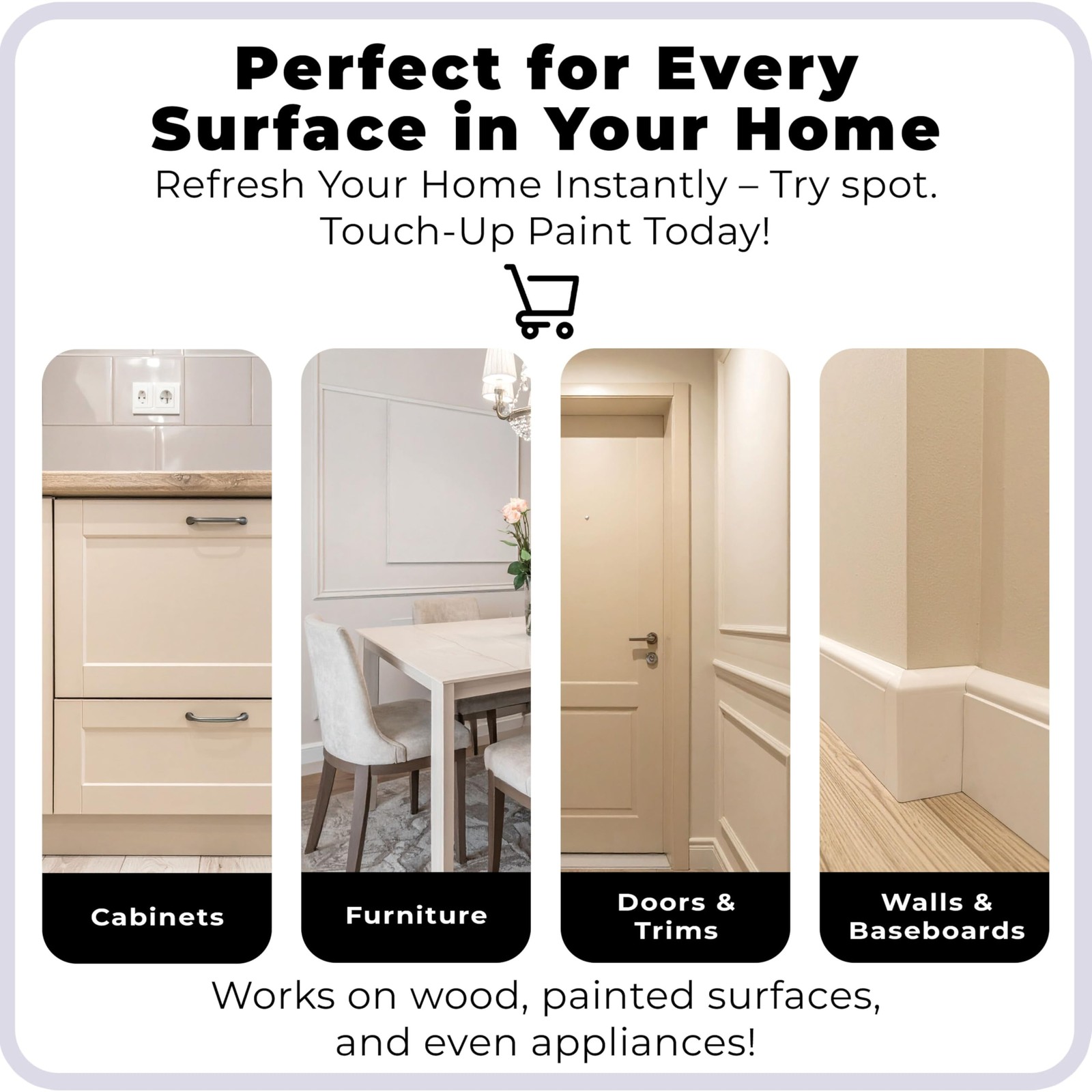 spot. Touch-Up Paint | Matte Finish for Cabinets, 1 Fl Oz (Pack of 3), Beige