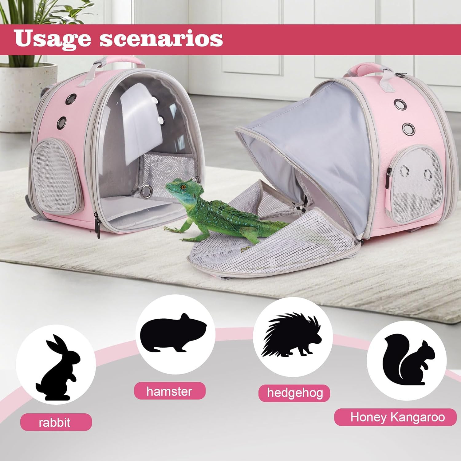 Expandable Small Animal Backpack Carrier with Clear Bubble Window Large Space Tr