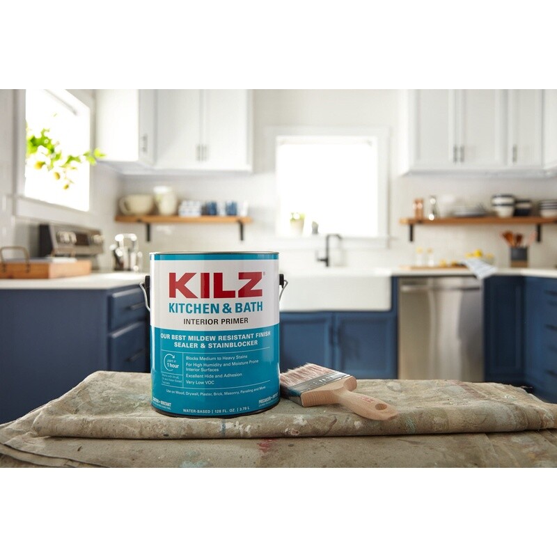 Water-Based Mildew-Resistant Primer Sealer Stain Blocker Kitchen Bath Laundry US