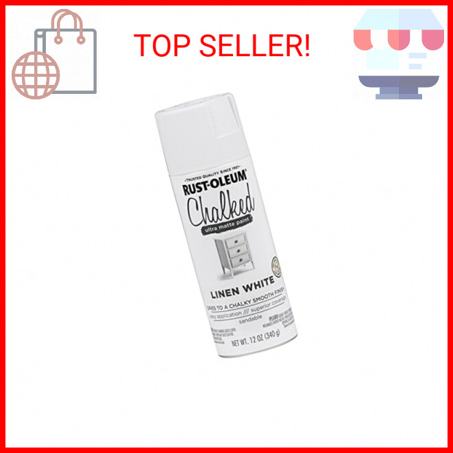 Rust-Oleum 302591 Chalked Ultra Matte Spray Paint, 12 oz, Linen White