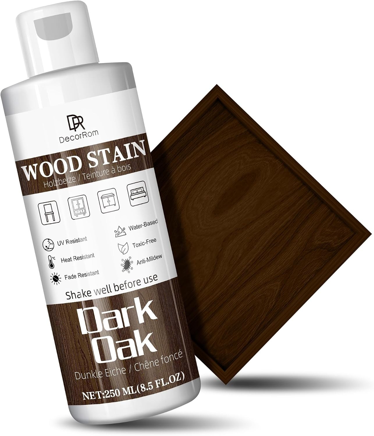 Dark Oak Wood Stain 8.5oz Water Based Wood Stain Matte Wooden Fast Drying Curing