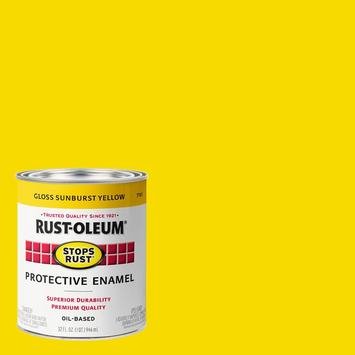 7747502 Stops Rust Brush on Paint, Quart, Gloss Sunburst Yellow, (Pack of 1)
