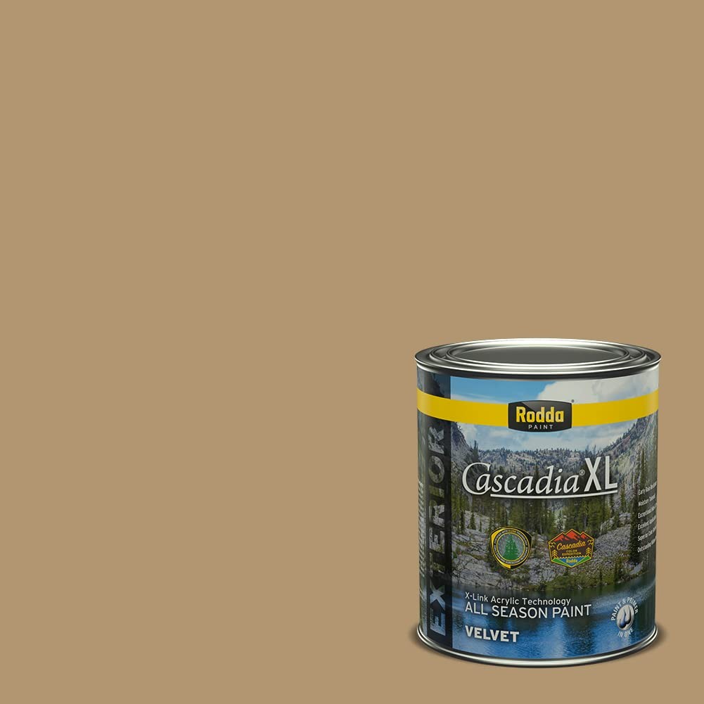 Rodda Paint CASCADIA XL Exterior Velvet Paint & Primer in One, Quart, Tan Hide