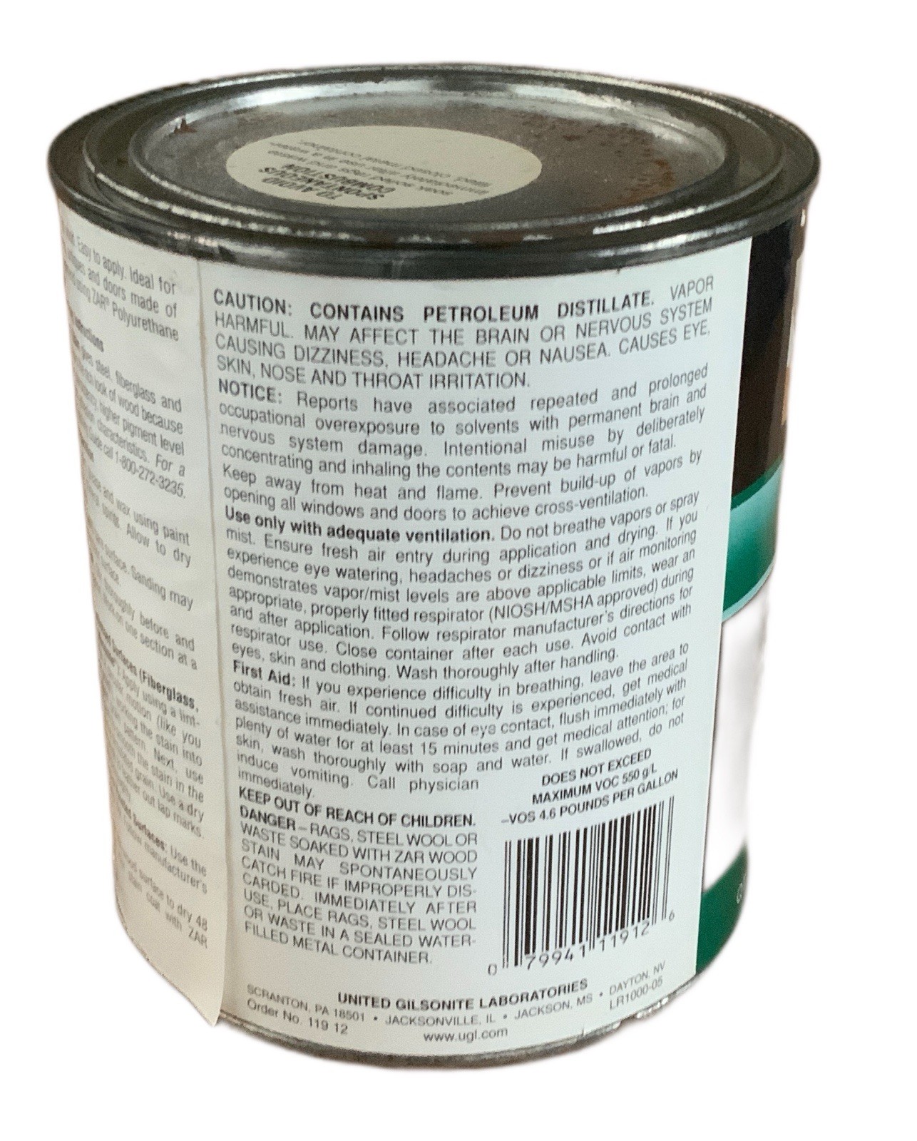 ZAR Quart 119 Dutch Walnut Oil Based Interior Wood Stain 11912 17A17 Can