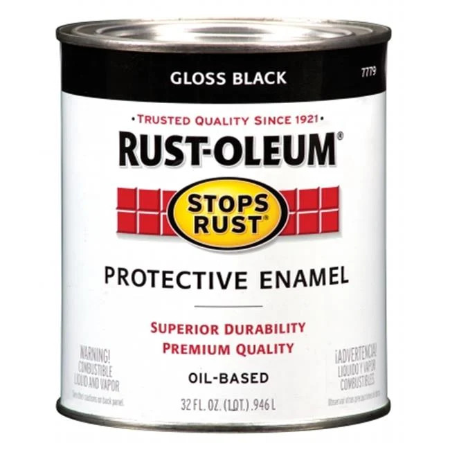 Rustoleum 7779-502 1 Quart High Gloss Black Protective Enamel Oil Base Paint