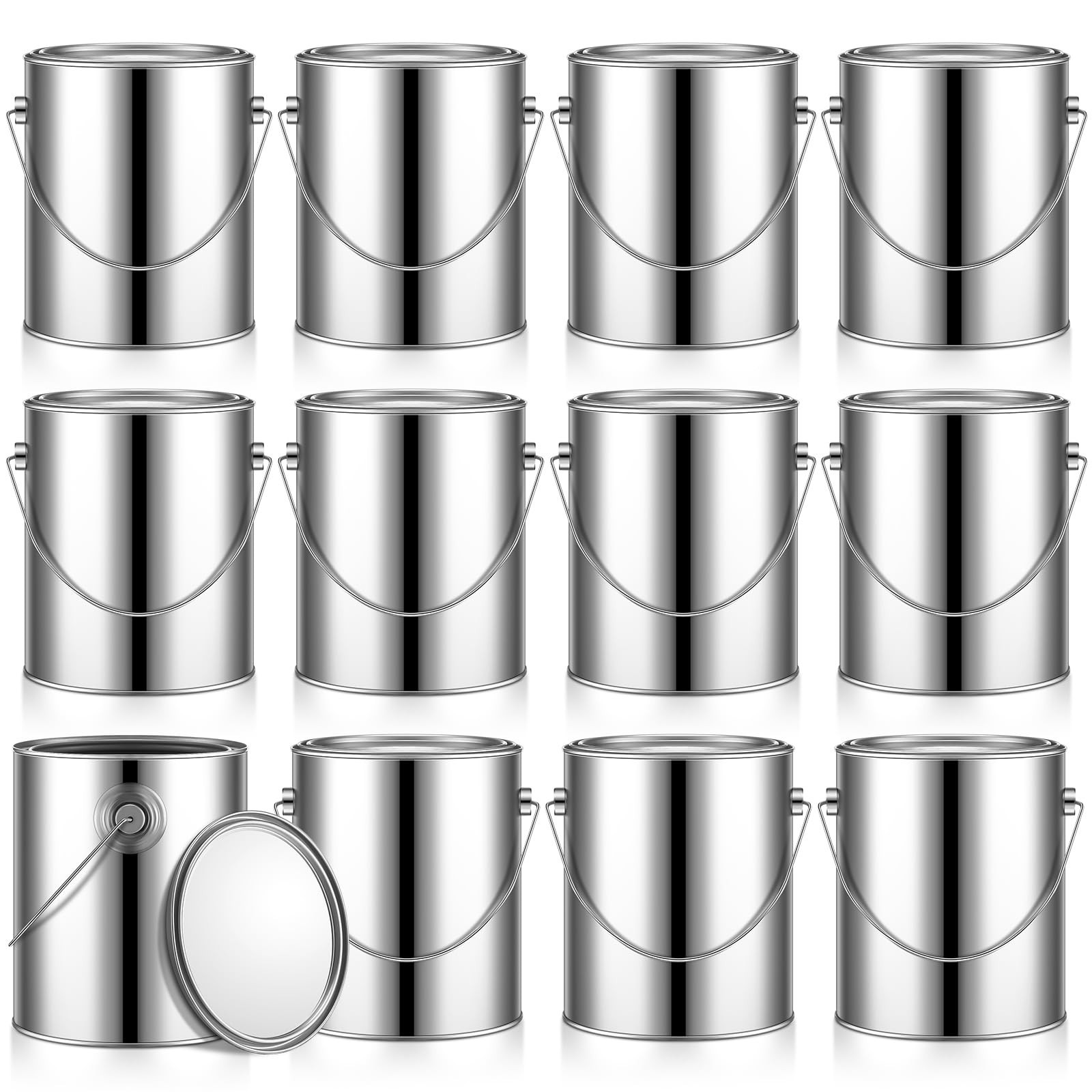 Uiifan 12 Pcs 1 Gallon Empty Metal Paint Cans with Lids, Heavy Duty Buckets w…