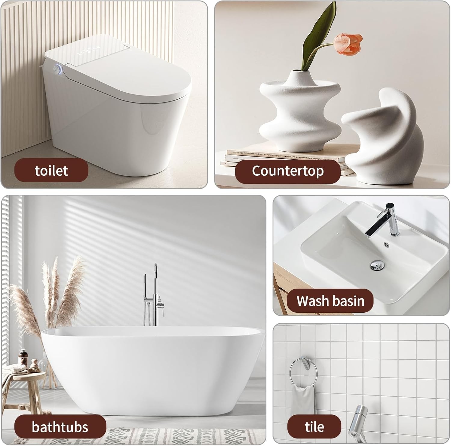 Tile Spray Paint, White Ceramic Porcelain Fiberglass Tub and Tile Refinishing