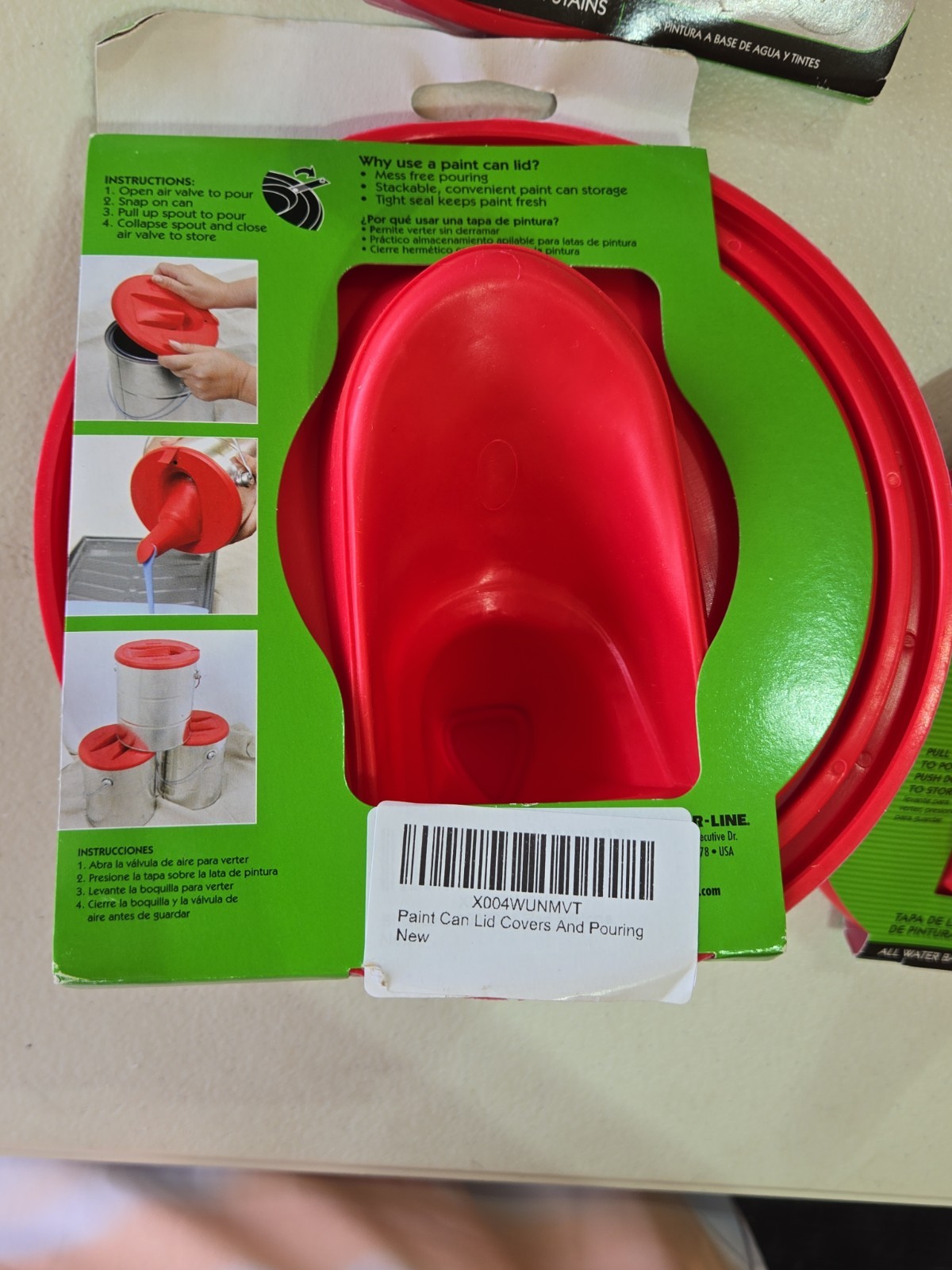 Bundle Set Of 4 ShurLine Quart Store and Pour Paint Can Lids New: Save Paint