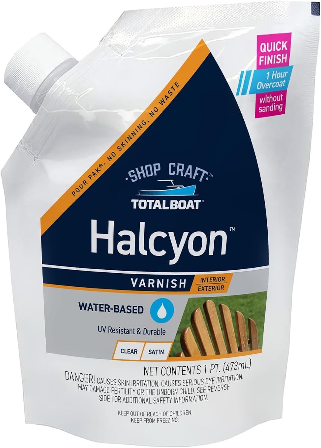 Halcyon Fast-Drying Marine Varnish, Clear Satin Finish – Pint Size, 100 sq ft…