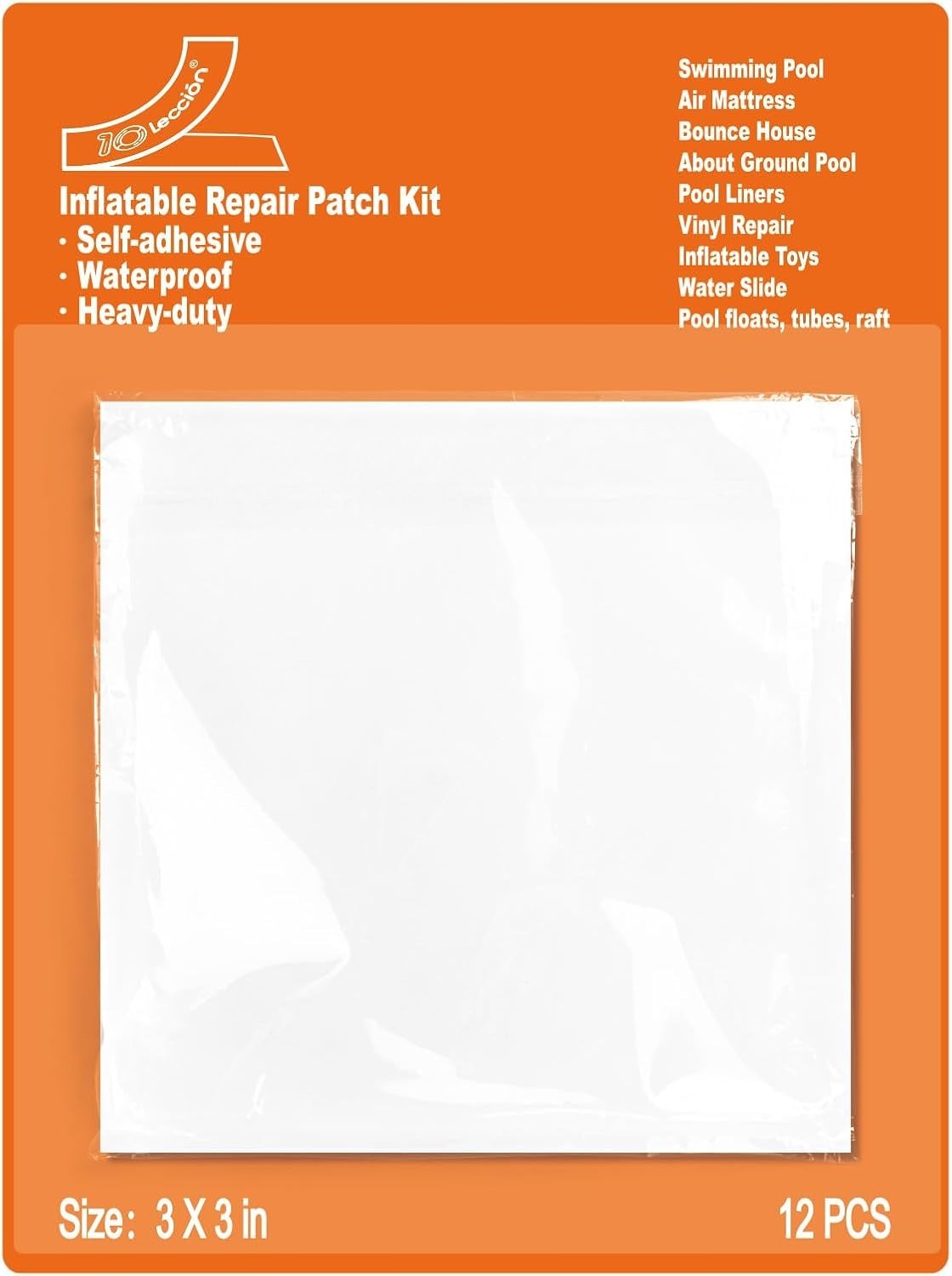 Pool Patch Repair Kit for Inflatables-Air Mattress 3in*3in*12P, Transparent