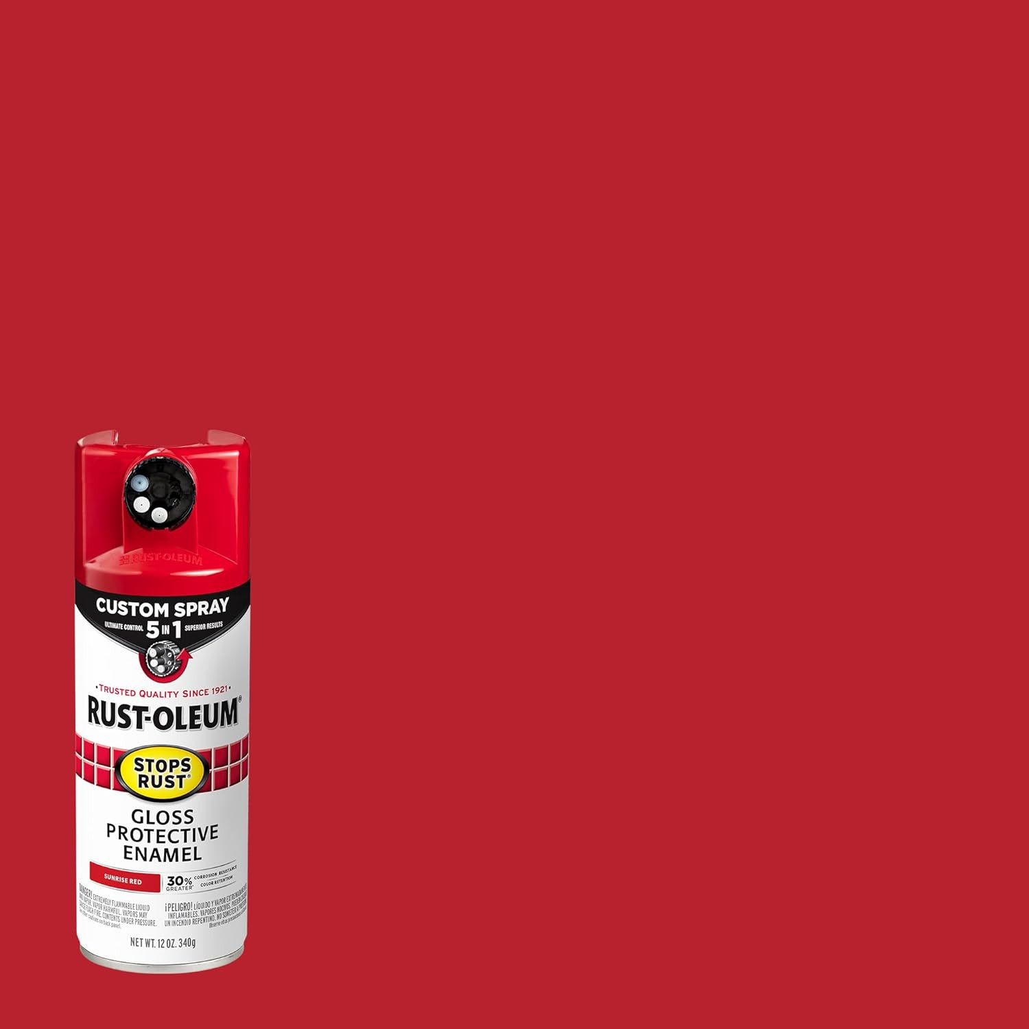 Rust-Oleum Stops Rust Custom Spray 5-In-1 Spray Paint, Gloss Sunrise Red 12 Oz