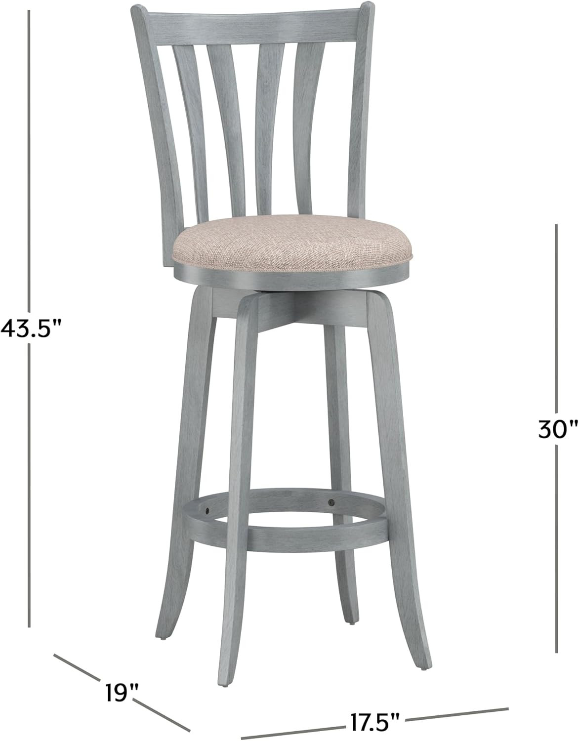 Furniture Savana Wood Bar Height Stool, 30″ High, Blue Wire Brush