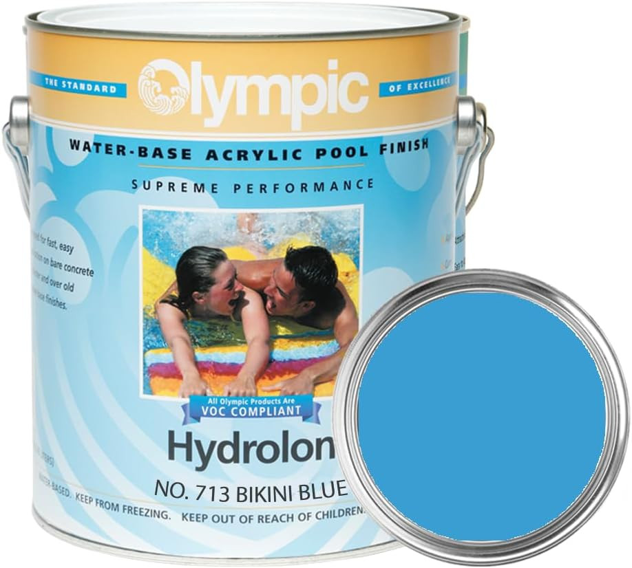 Olympic Hydrolon Bikini Blue Pool Paint 1 Gallon Water-Based Acrylic Coat